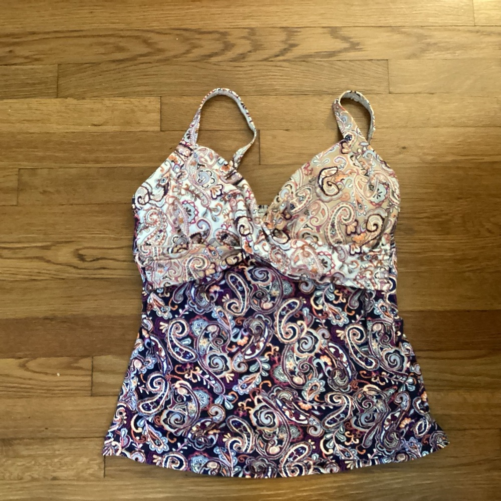 Lands' End Multicolor Paisley Swim Tankini Top NWOT